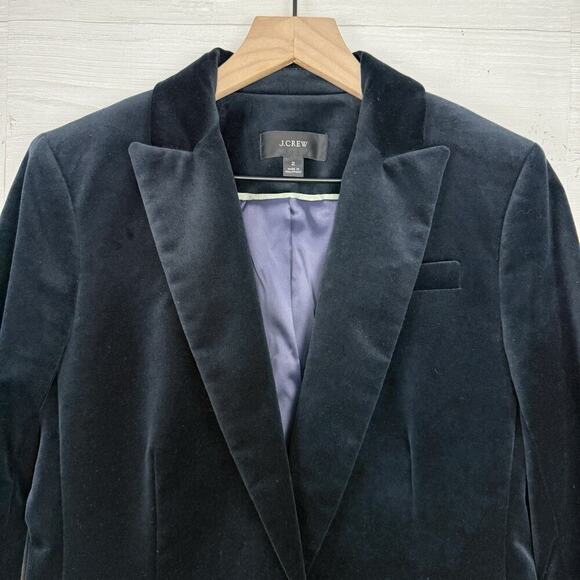 J.Crew Willa Blazer Womens 2 Black Stretch Velvet One Button‎ Preppy Academia - Picture 3 of 16